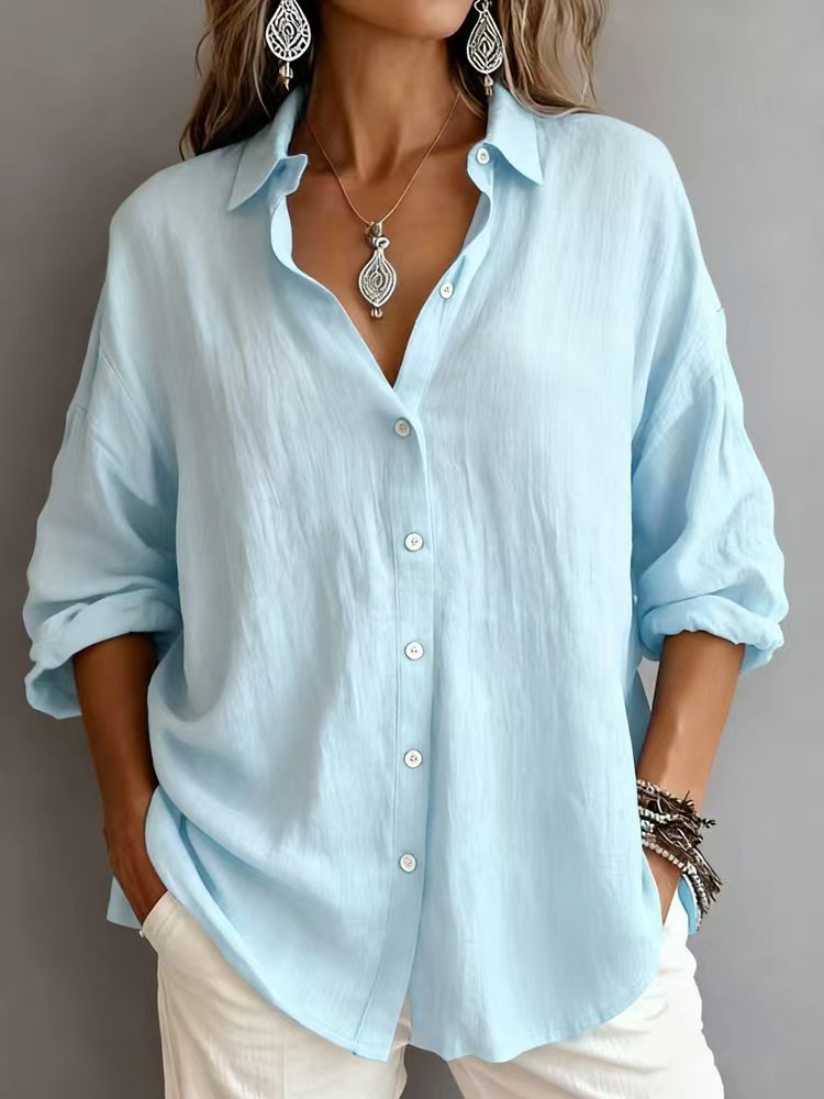 New women's long-sleeved collared cardigan shirt