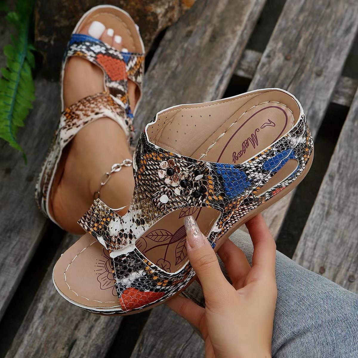 Women's Summer Floral Mules – Comfortable Slip-On Shoes with Elegant Design