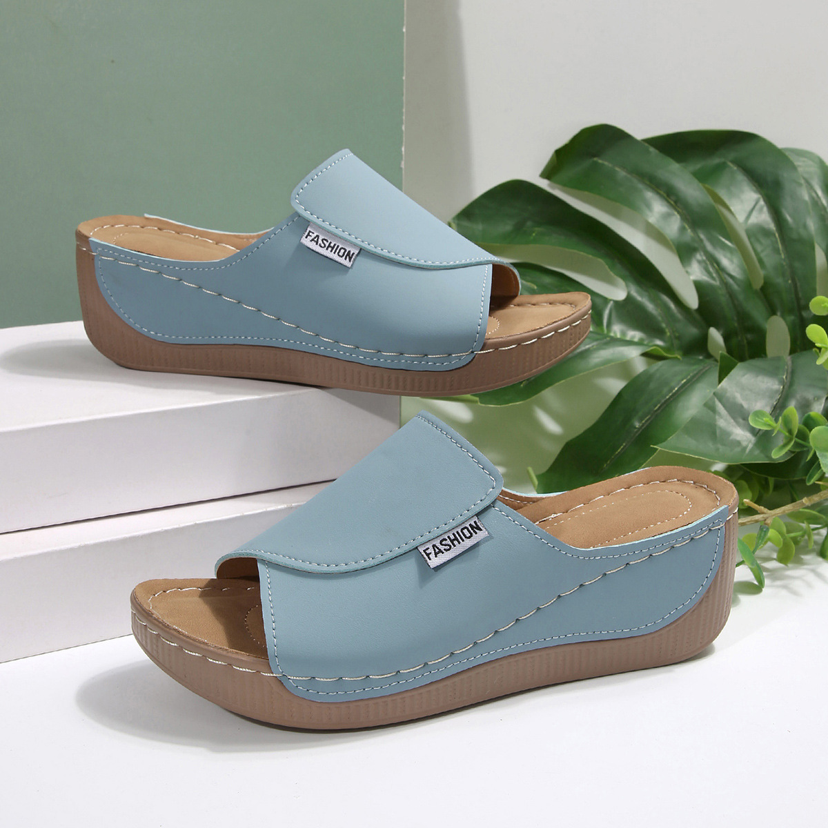 🔥 Final Day: 60% Off-Women's New wide-strap, simple and stylish open-toe wedge sandals.