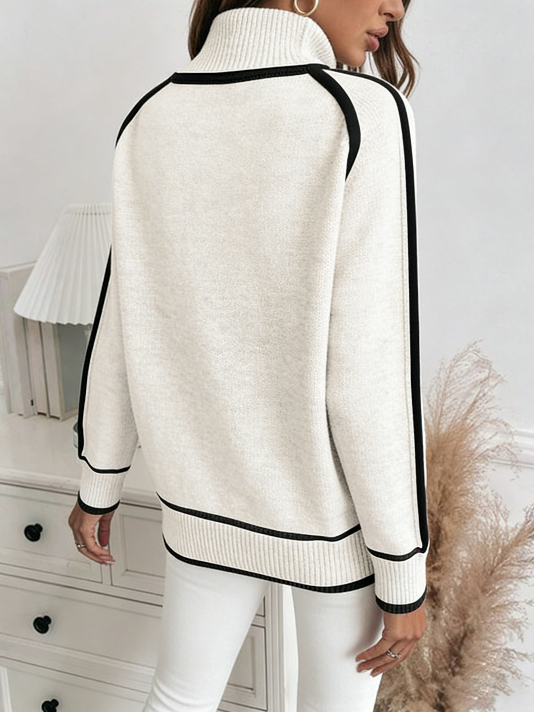 Women's solid color turtleneck knitted sweater