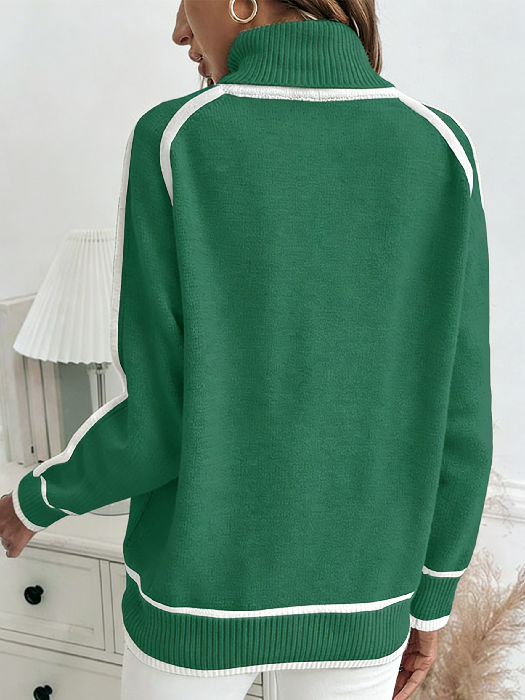 Women's solid color turtleneck knitted sweater
