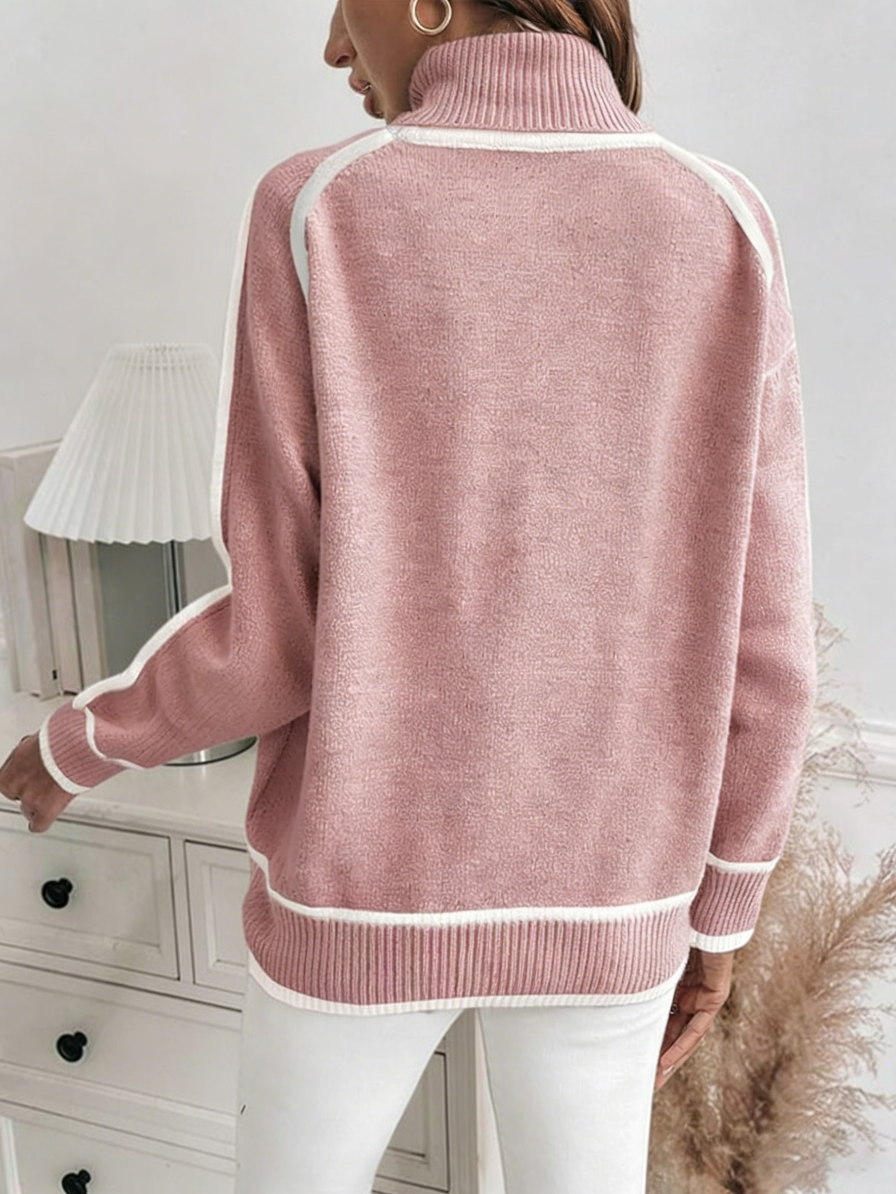 Women's solid color turtleneck knitted sweater