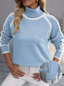 Women's solid color turtleneck knitted sweater