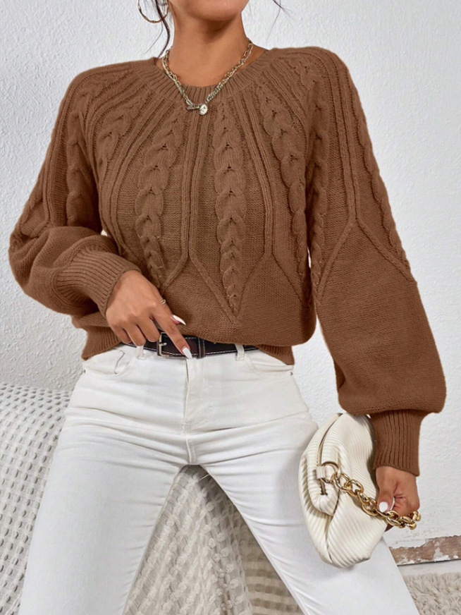 🔥🔥🔥Women's cable knit solid color versatile knitted top for autumn and winter.