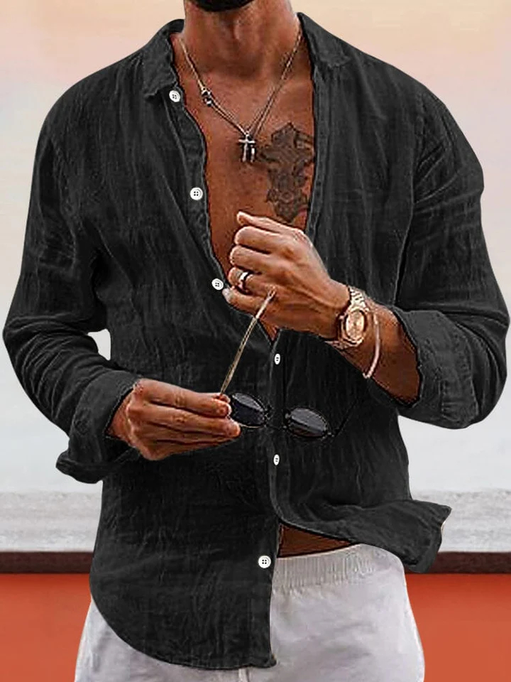 🔥Last day 50% off 🔥Soft Solid Cotton Linen Shirt