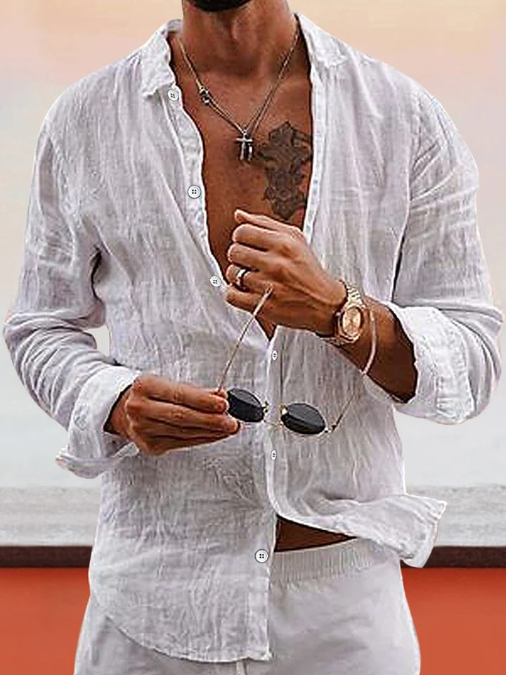 🔥Last day 50% off 🔥Soft Solid Cotton Linen Shirt