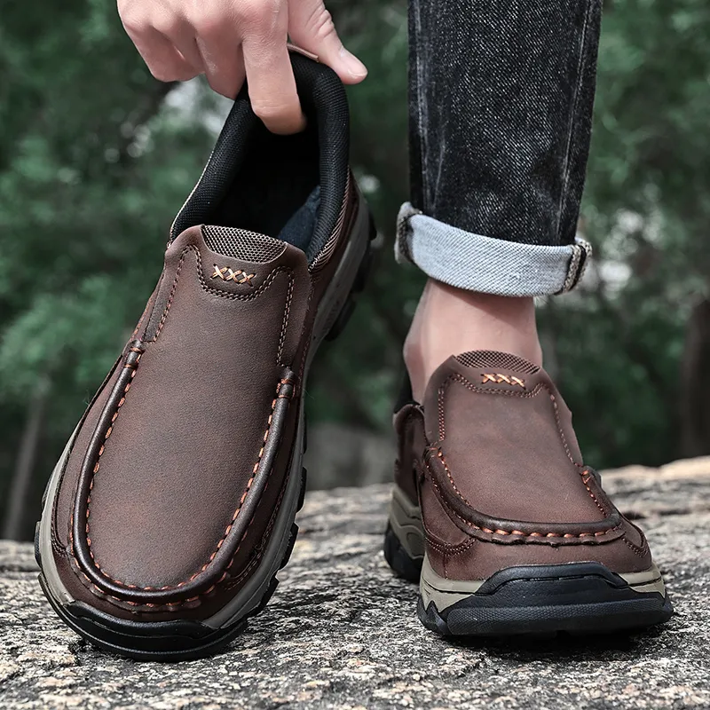 2025 New Men's Hands-Free Genuine Leather Slip On Loafers