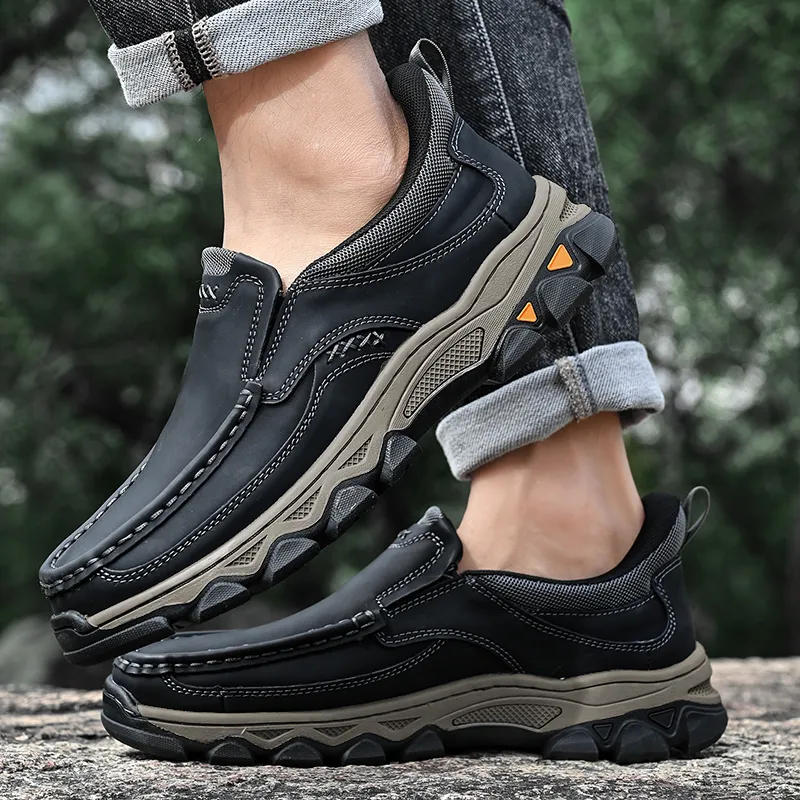 2025 New Men's Hands-Free Genuine Leather Slip On Loafers