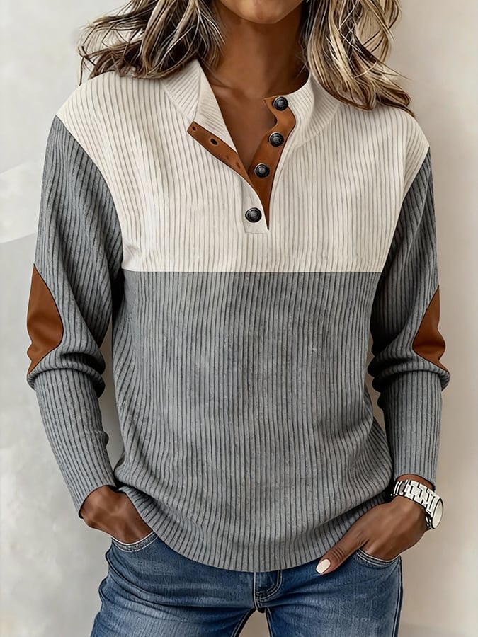 Women'S Casual Color Block Printed Pullover Sweatshirt