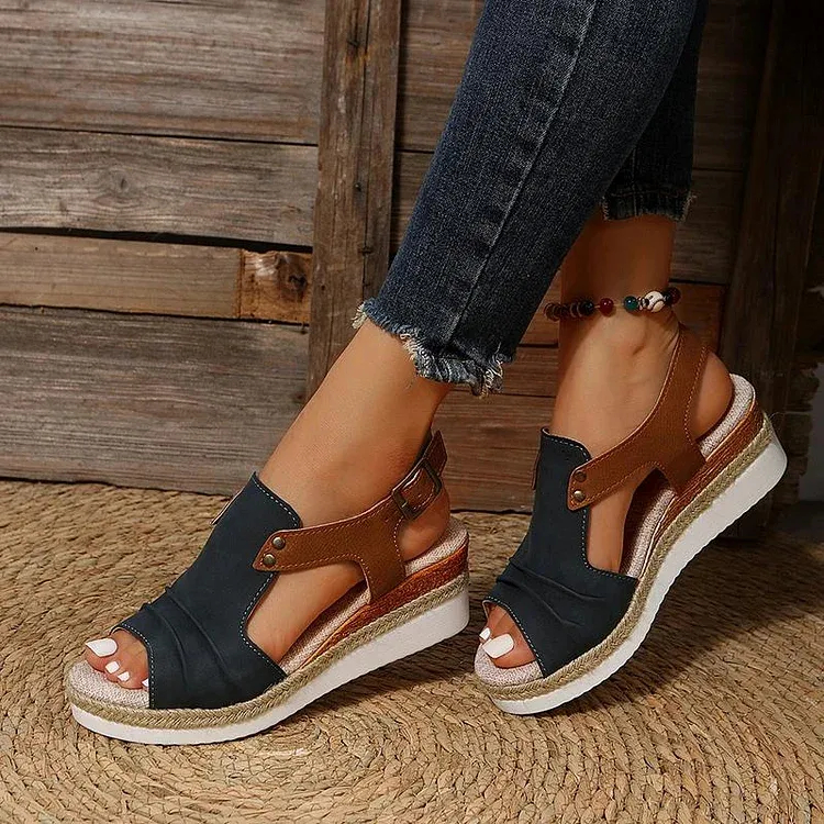 🔥Last day 70% off 🔥Women's Thick-Soled Buckle Wedge Sandals
