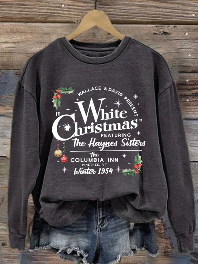 Women'S White Christmas Print Casual Sweatshirt