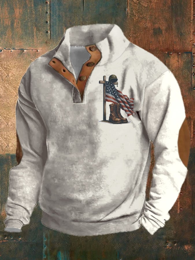 Men's Aintage Faith Veteran Flag Print Sweatshirt