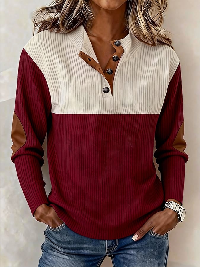 Women'S Casual Color Block Printed Pullover Sweatshirt