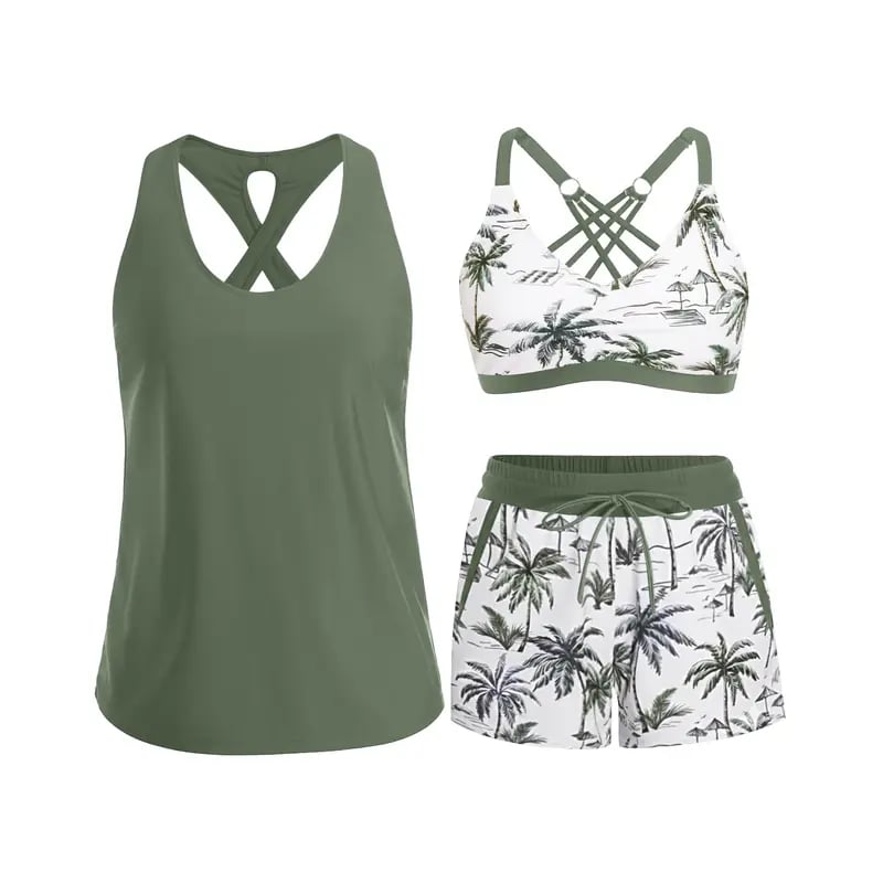 ⏰LAST DAY 55% OFF - 3 Piece Tankini with Shorts 🔥 Buy 2 Free Shipping