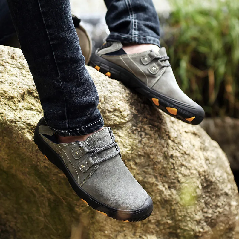 ⏰ 70% off - 2025 Newest Men's Genuine Leather Outdoor Wear-Resistant Non-slip Hiking Shoes
