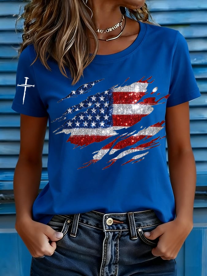 Women's American 250th Anniversary Commemorative Print Casual T-Shirt