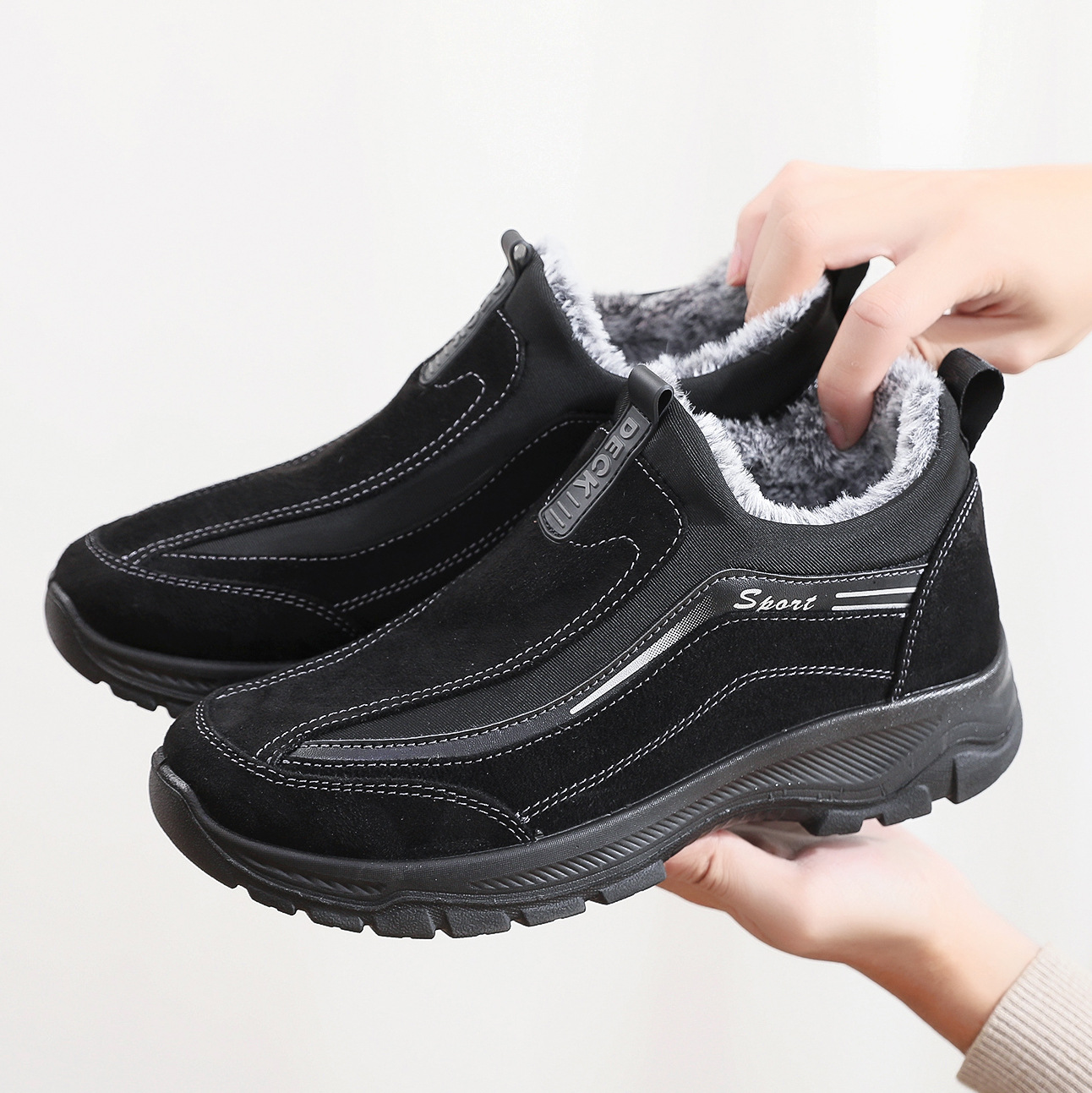 Men's Comfy Warm Orthopedic shoes Waterproof Non-Slip Winter Fleece Shoes