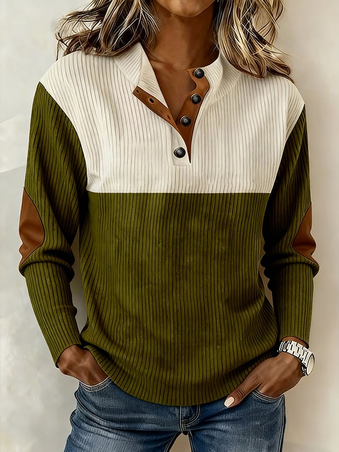 Women'S Casual Color Block Printed Pullover Sweatshirt