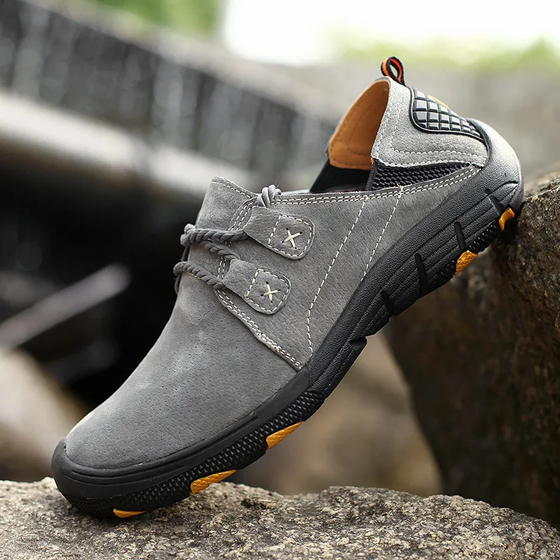 ⏰ 70% off - 2025 Newest Men's Genuine Leather Outdoor Wear-Resistant Non-slip Hiking Shoes