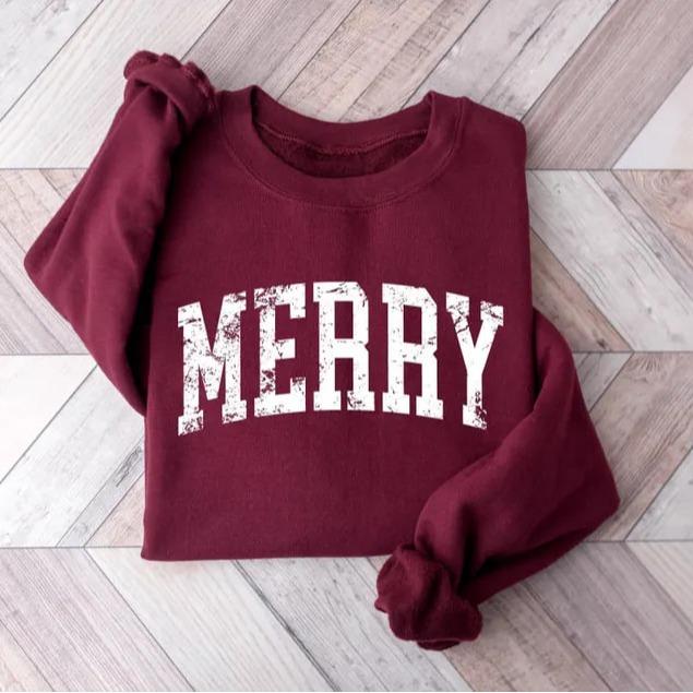 Retro Merry Sweatshirt, Merry Christmas Sweatshirt