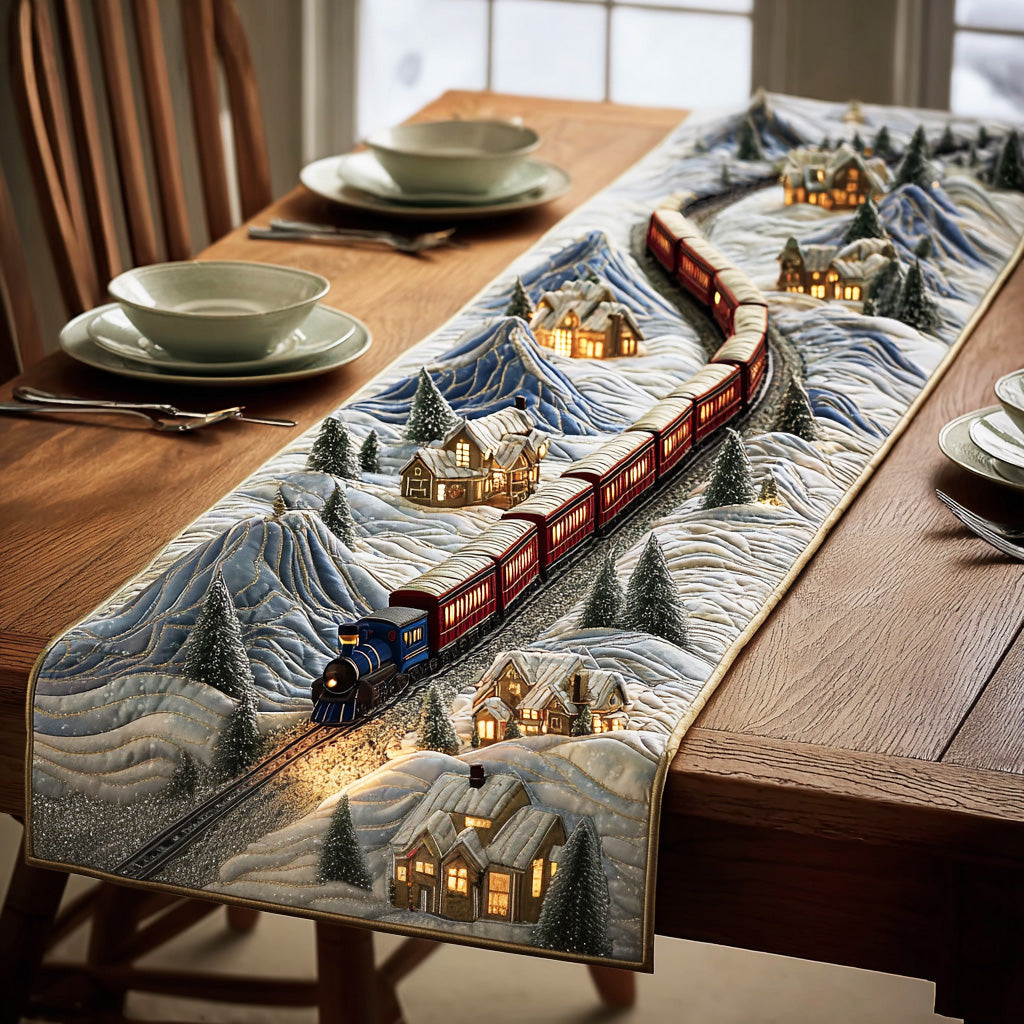 Frosted Pine Trail Quilted Table Runner NCU0TD1708