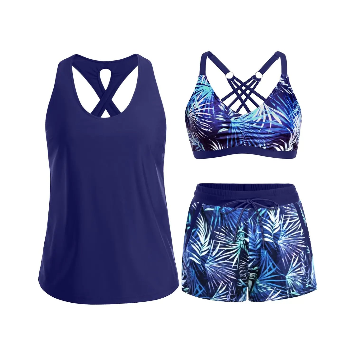 ⏰LAST DAY 55% OFF - 3 Piece Tankini with Shorts 🔥 Buy 2 Free Shipping