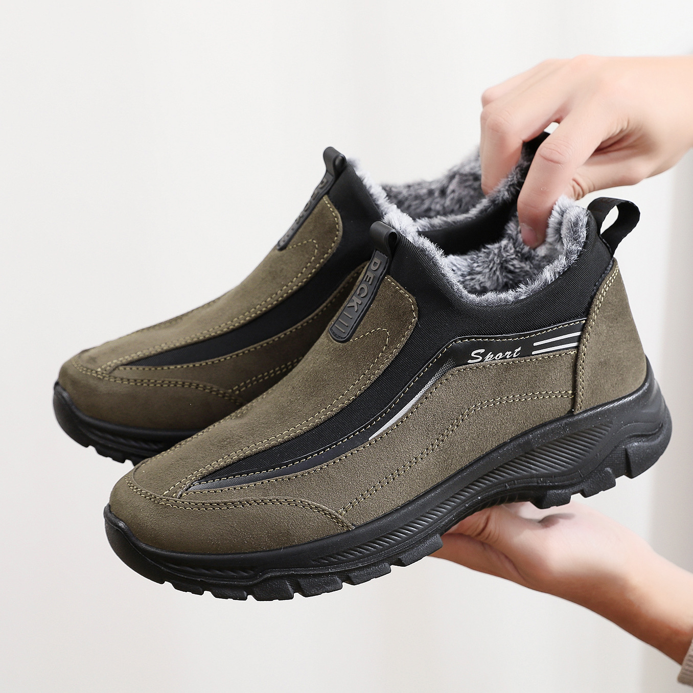 Men's Comfy Warm Orthopedic shoes Waterproof Non-Slip Winter Fleece Shoes