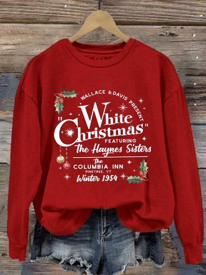 Women'S White Christmas Print Casual Sweatshirt