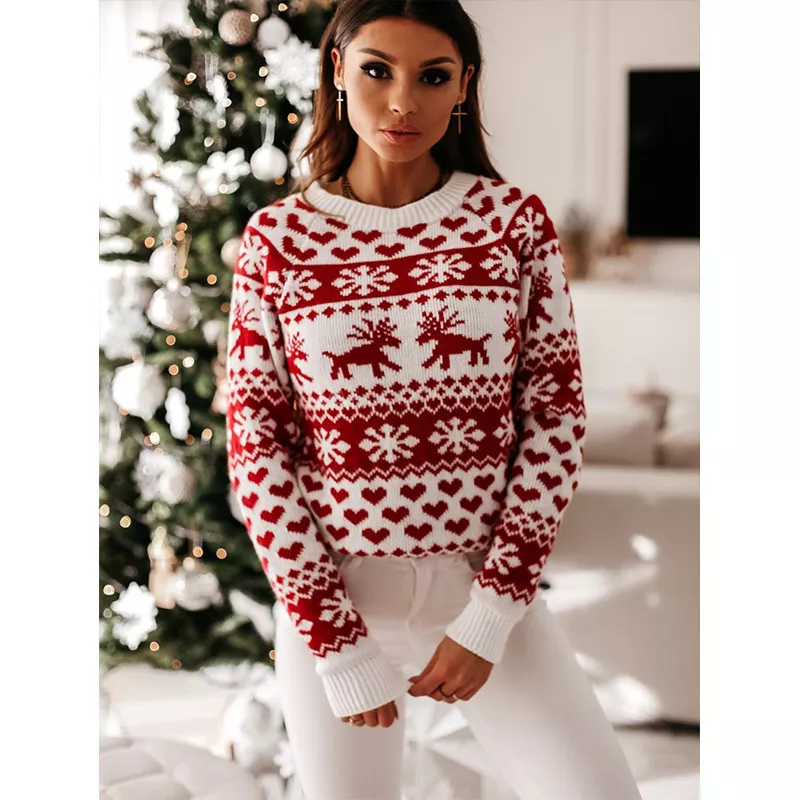 🎄Women's Christmas Reindeer Soft Knit Long-Sleeve Sweater