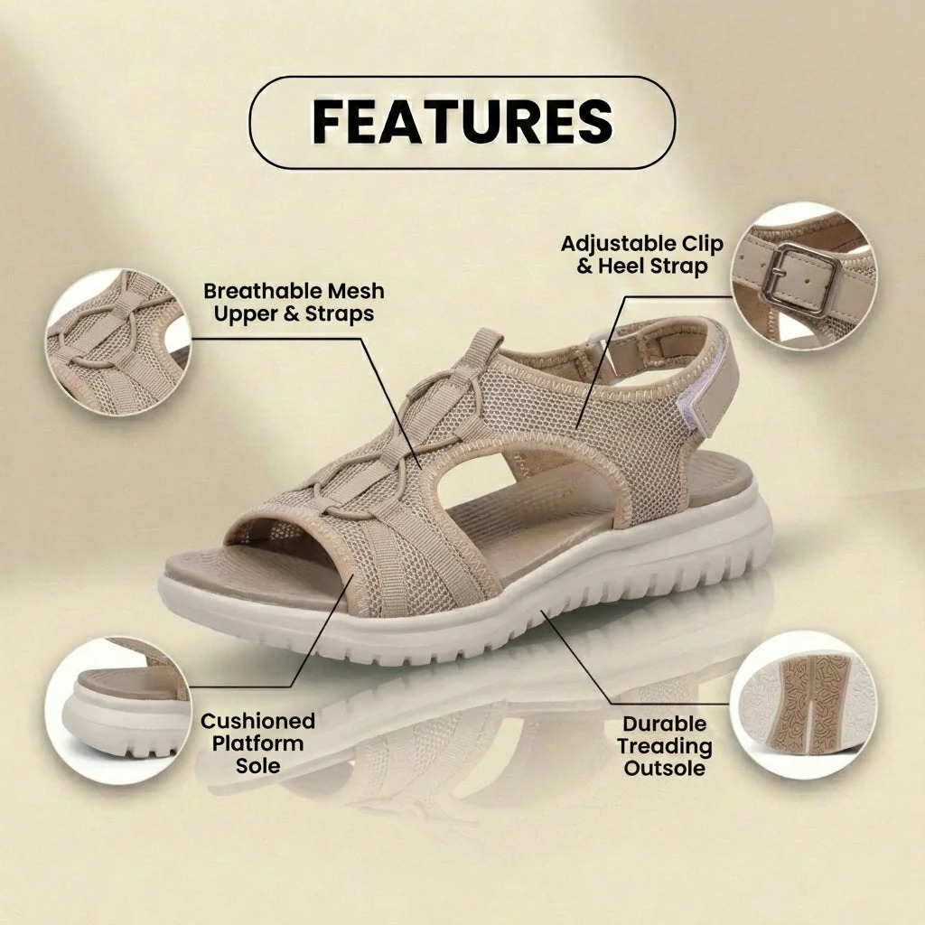 🔥LAST DAY 70% OFF🔥 Orthopedic Mesh Sport Sandals - Buckle Closure & Treading Outsole