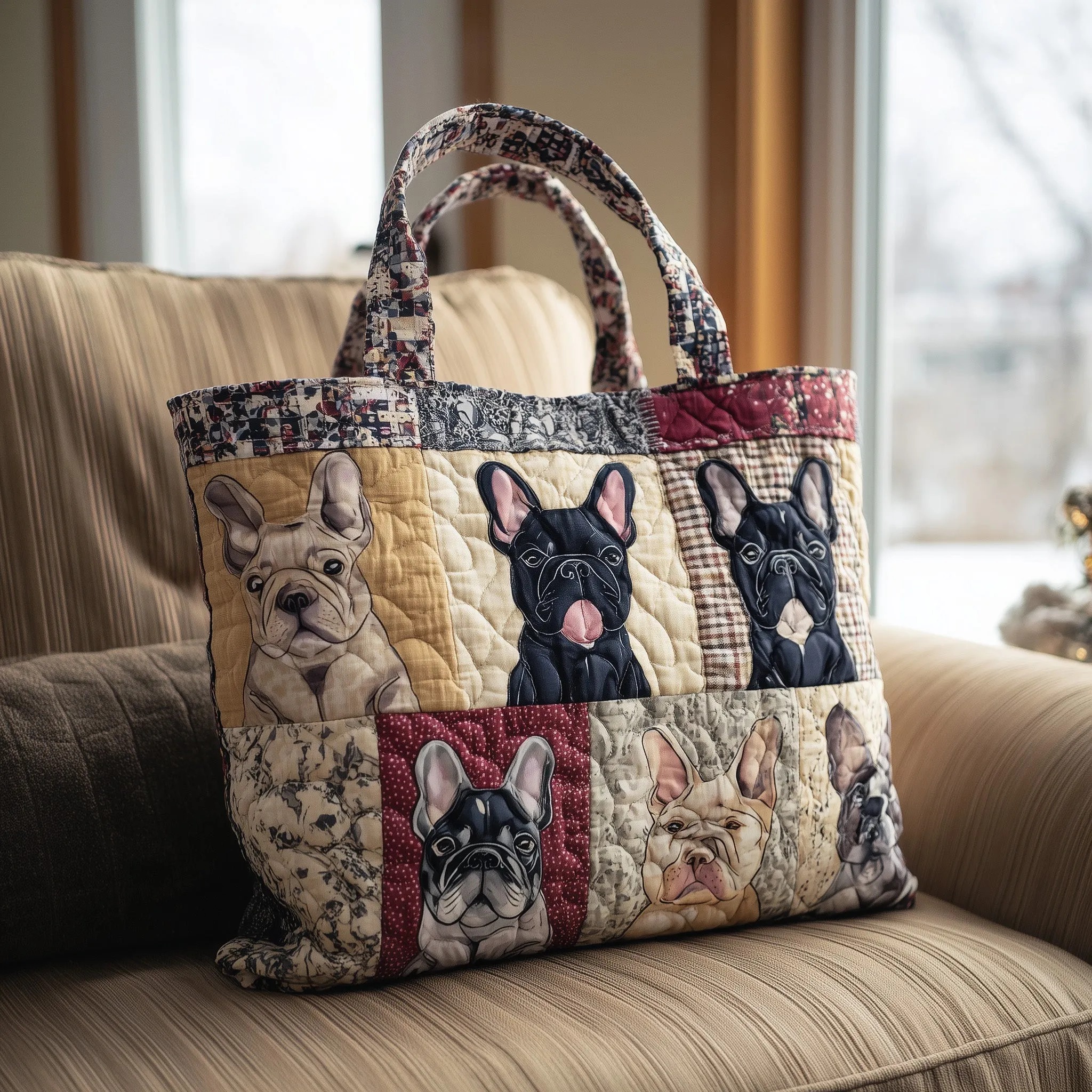 French Bulldog Quilted Tote Bag NCU0VT225