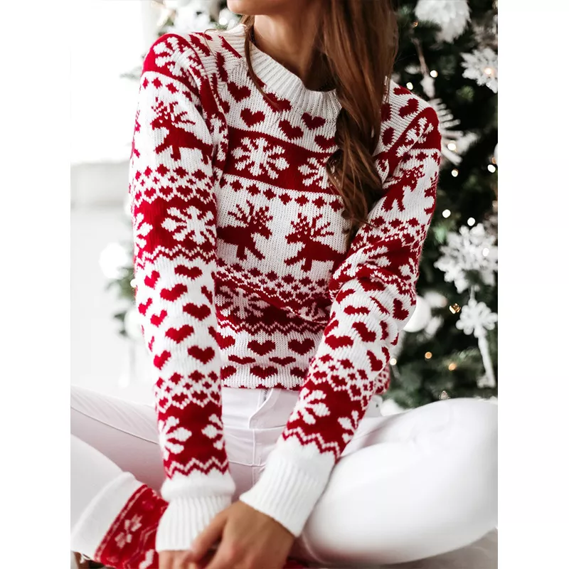🎄Women's Christmas Reindeer Soft Knit Long-Sleeve Sweater