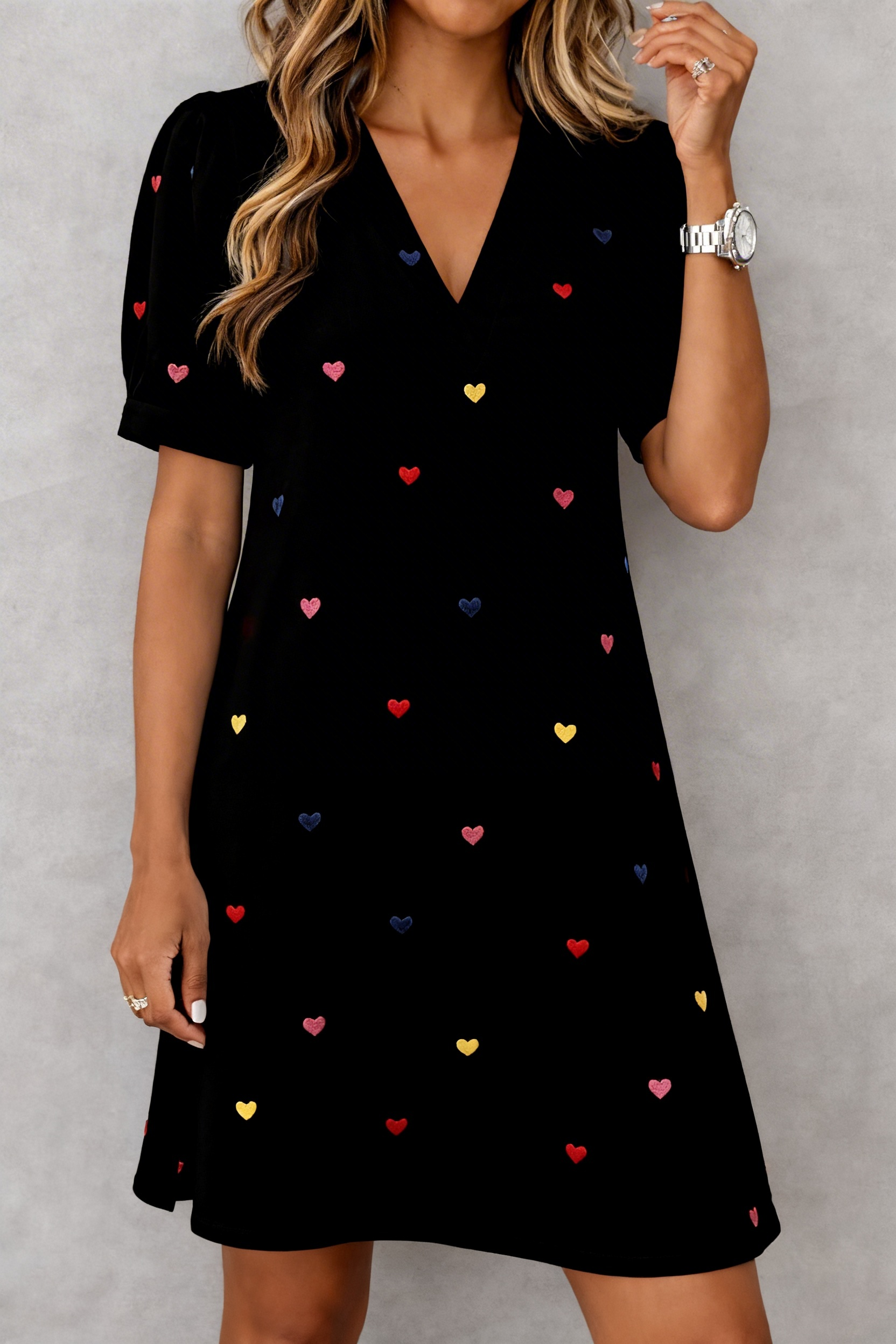 New Arrival 🔥 Women's Casual V-Neck Dress with Heart Print