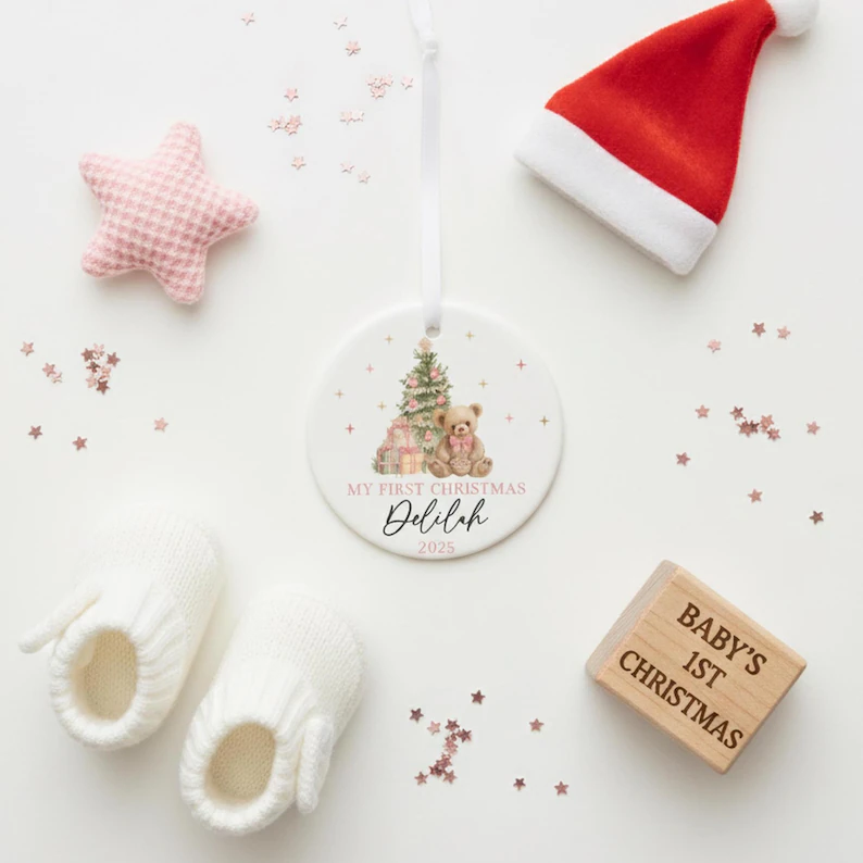 🎄 Baby’s First Christmas Teddy Bear Bauble & Keepsake Ornament