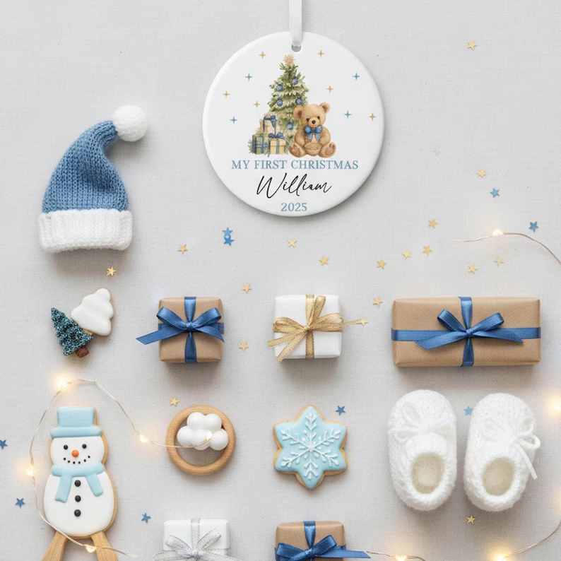 🎄 Baby’s First Christmas Teddy Bear Bauble & Keepsake Ornament