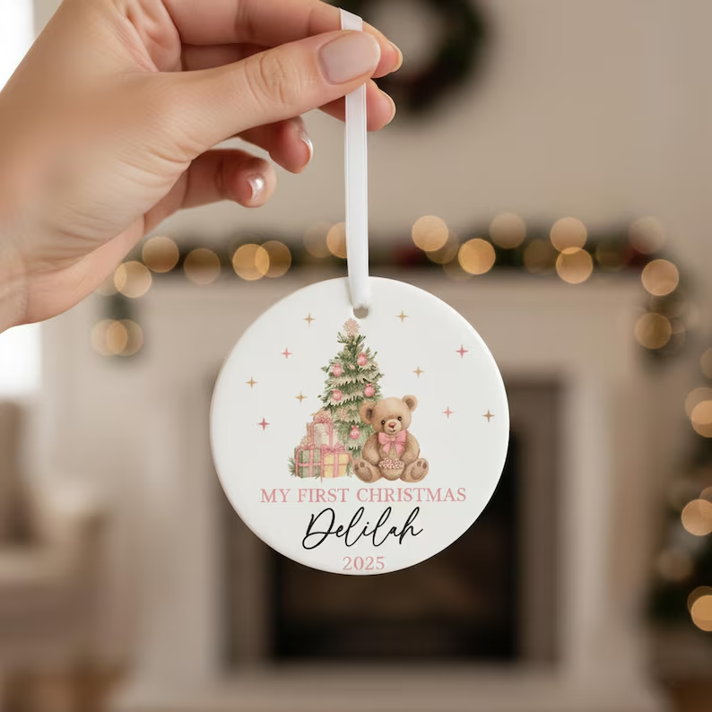 🎄 Baby’s First Christmas Teddy Bear Bauble & Keepsake Ornament