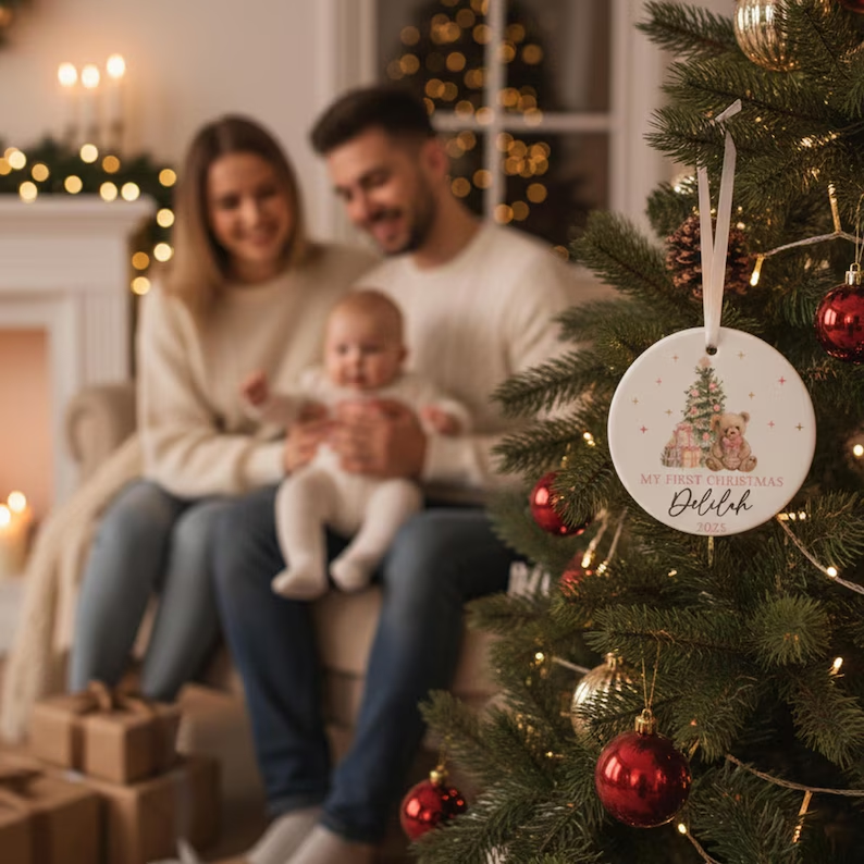 🎄 Baby’s First Christmas Teddy Bear Bauble & Keepsake Ornament