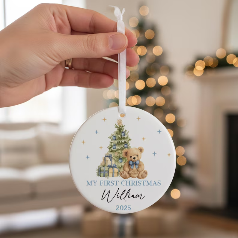 🎄 Baby’s First Christmas Teddy Bear Bauble & Keepsake Ornament