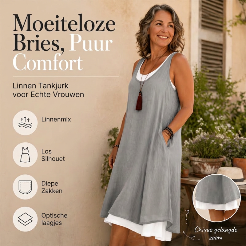 🔥HOT SALE✨ Faux Two-Piece Sleeveless Dress, Soft & Breathable, Loose Fit S-3XL👗