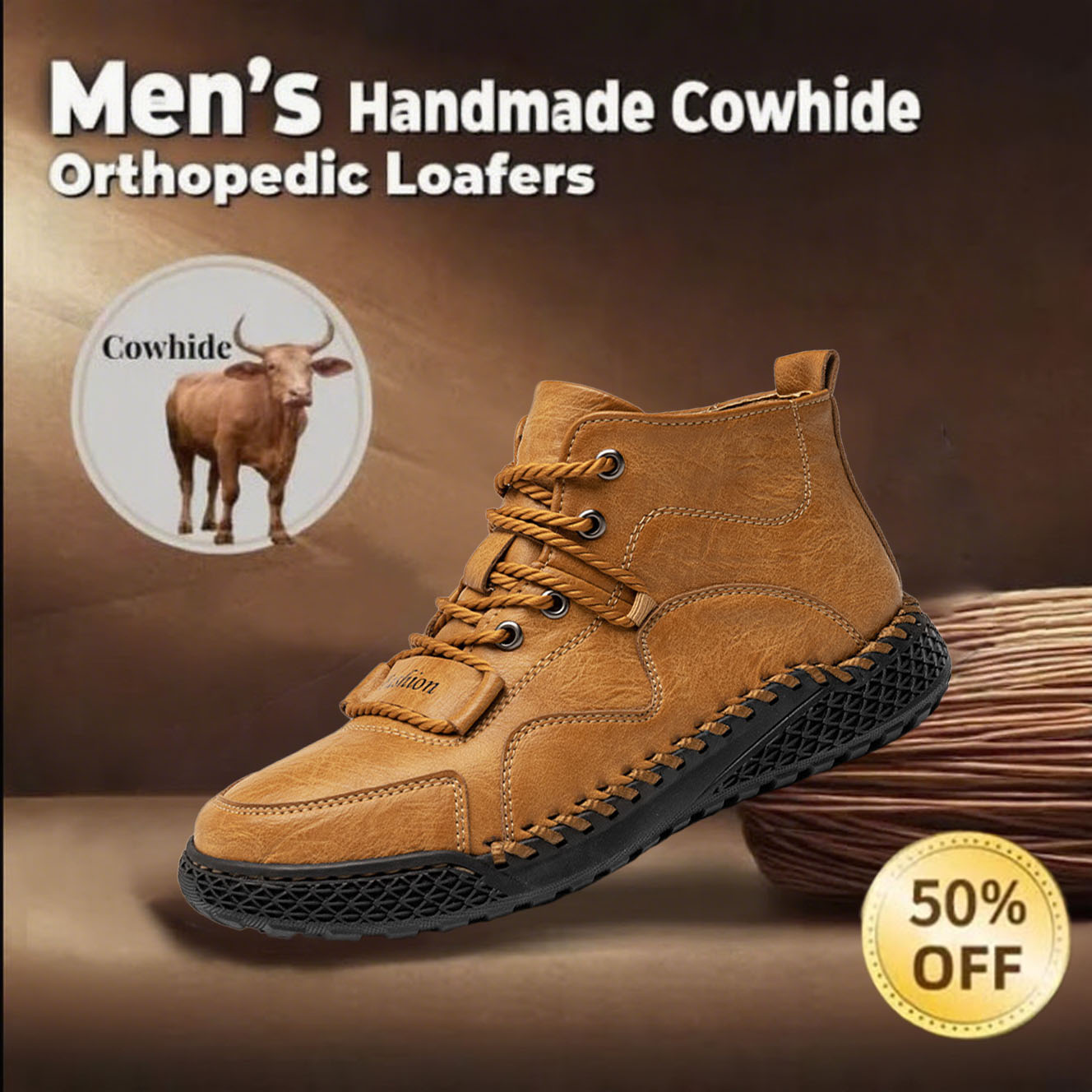 ⏰This Week 50% OFF🔥Casual leather arch support non-slip wear-resistant high-top loafers