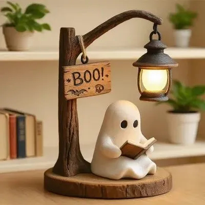 🔥👻📖Cute Ghost Reading Lantern – A glowing charm for protection & peaceful prayers!(✨Same as in the gif)