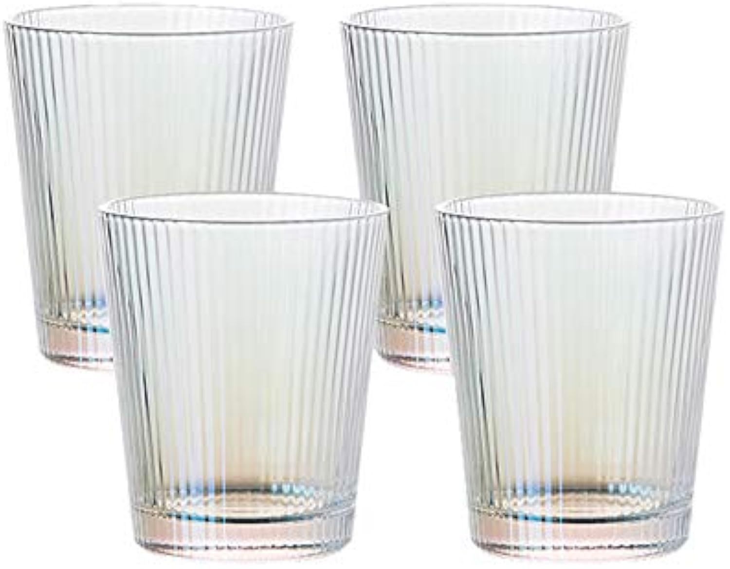 4er-Pack klassische transparente Becher mit vertikalen Streifen, 237 ml Trinkbecher