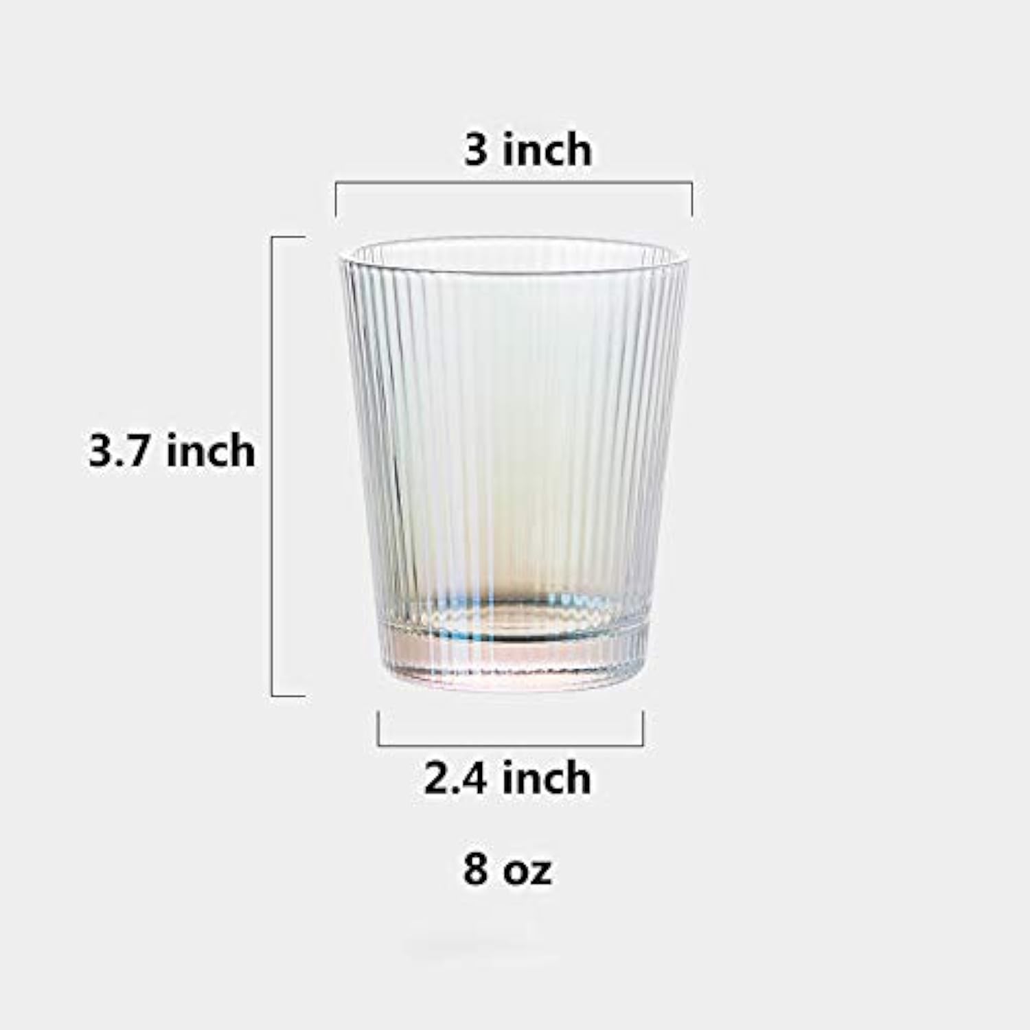 4er-Pack klassische transparente Becher mit vertikalen Streifen, 237 ml Trinkbecher