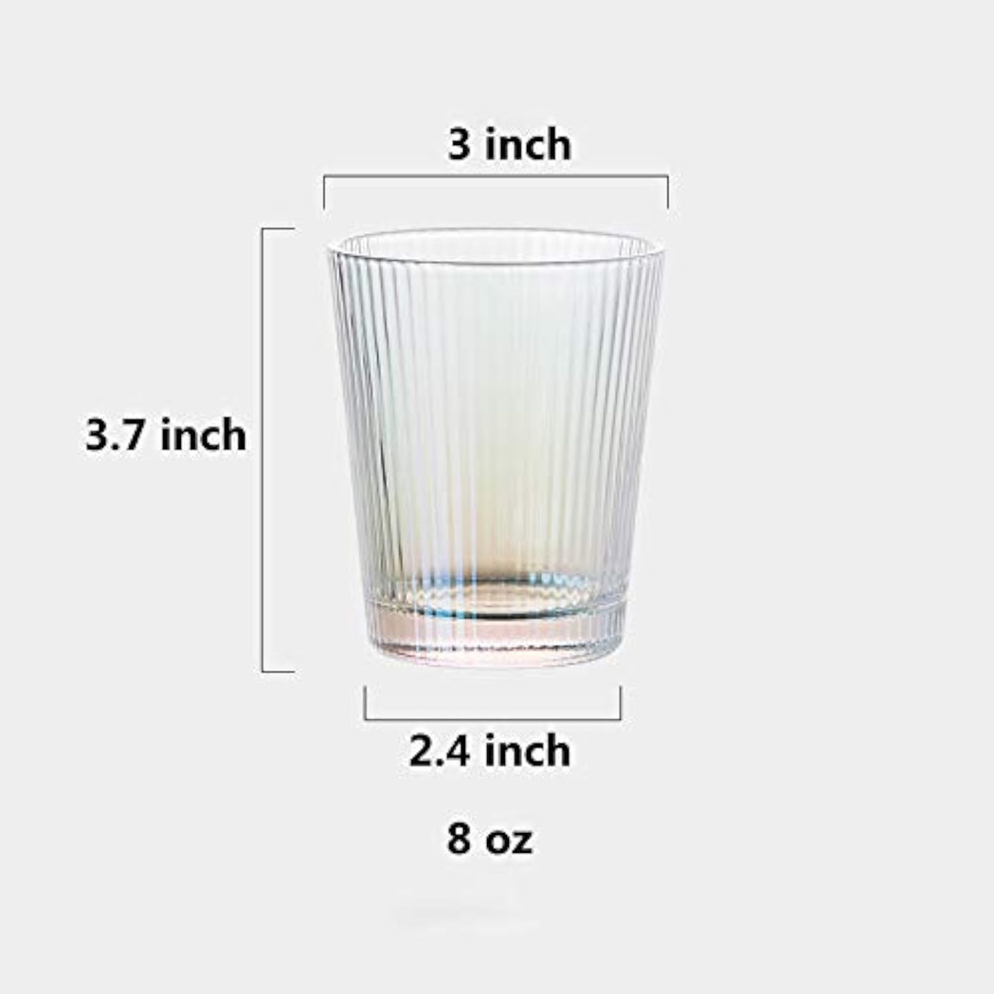 4er-Pack klassische transparente Becher mit vertikalen Streifen, 237 ml Trinkbecher