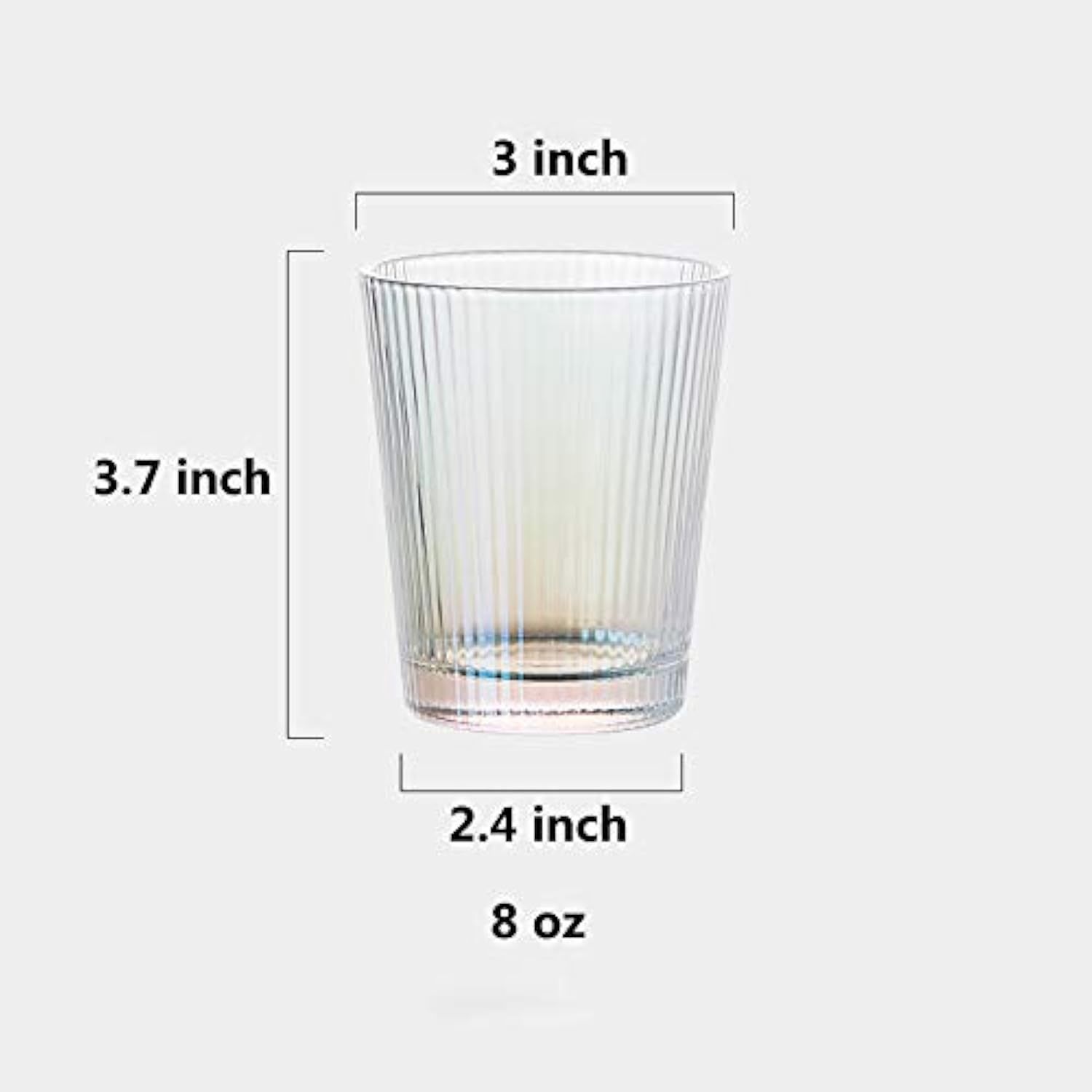 4er-Pack klassische transparente Becher mit vertikalen Streifen, 237 ml Trinkbecher