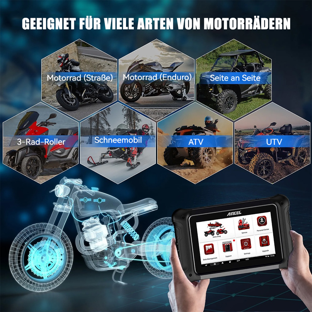ANCEL MT700 Motorrad-Diagnosegerät, OBD2-Scanner, ABS, TPMS, EBS, ECU