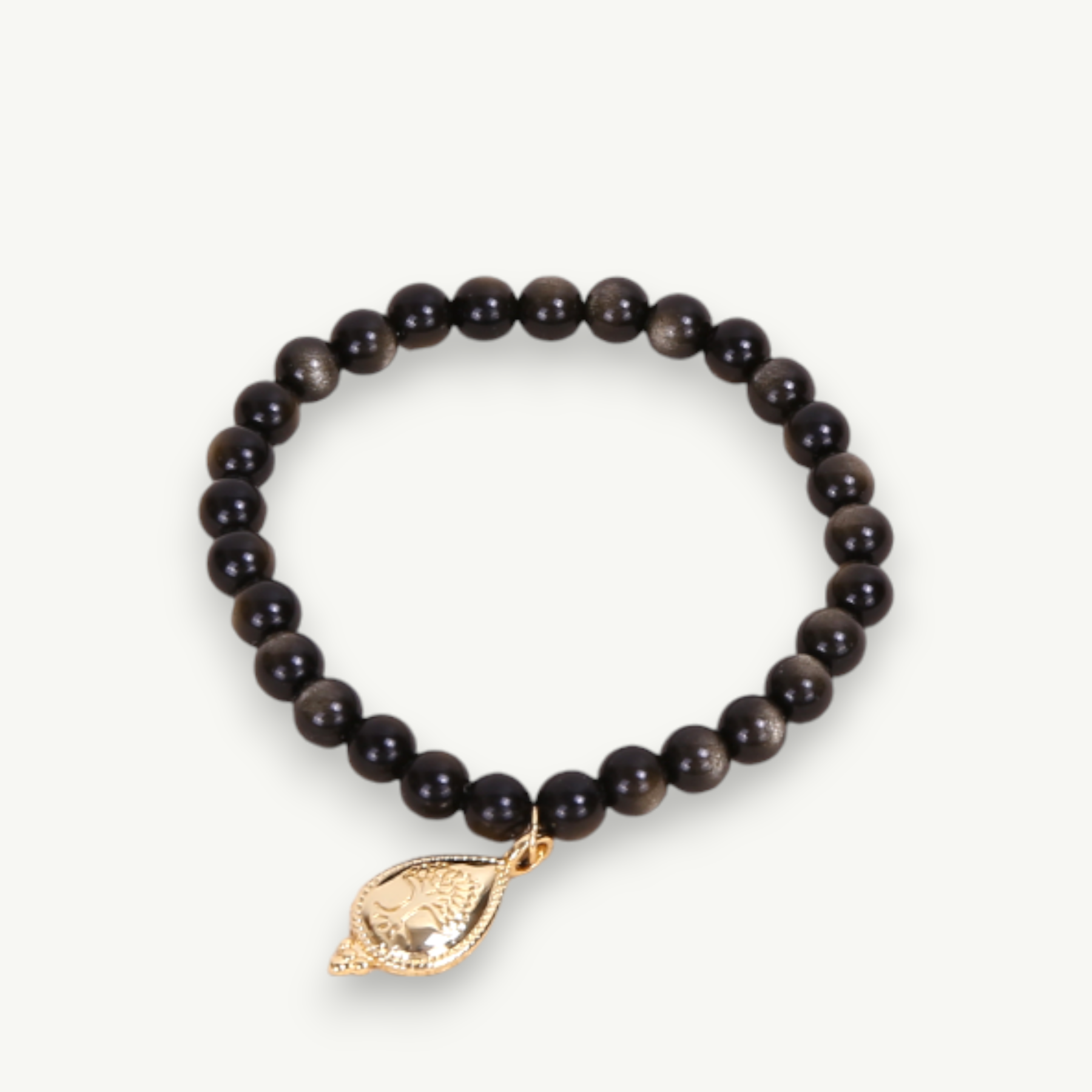 Groundshield Bracelet — Gold Obsidian Protection Crystal Bracelet| 18K Gold-Plated Charm