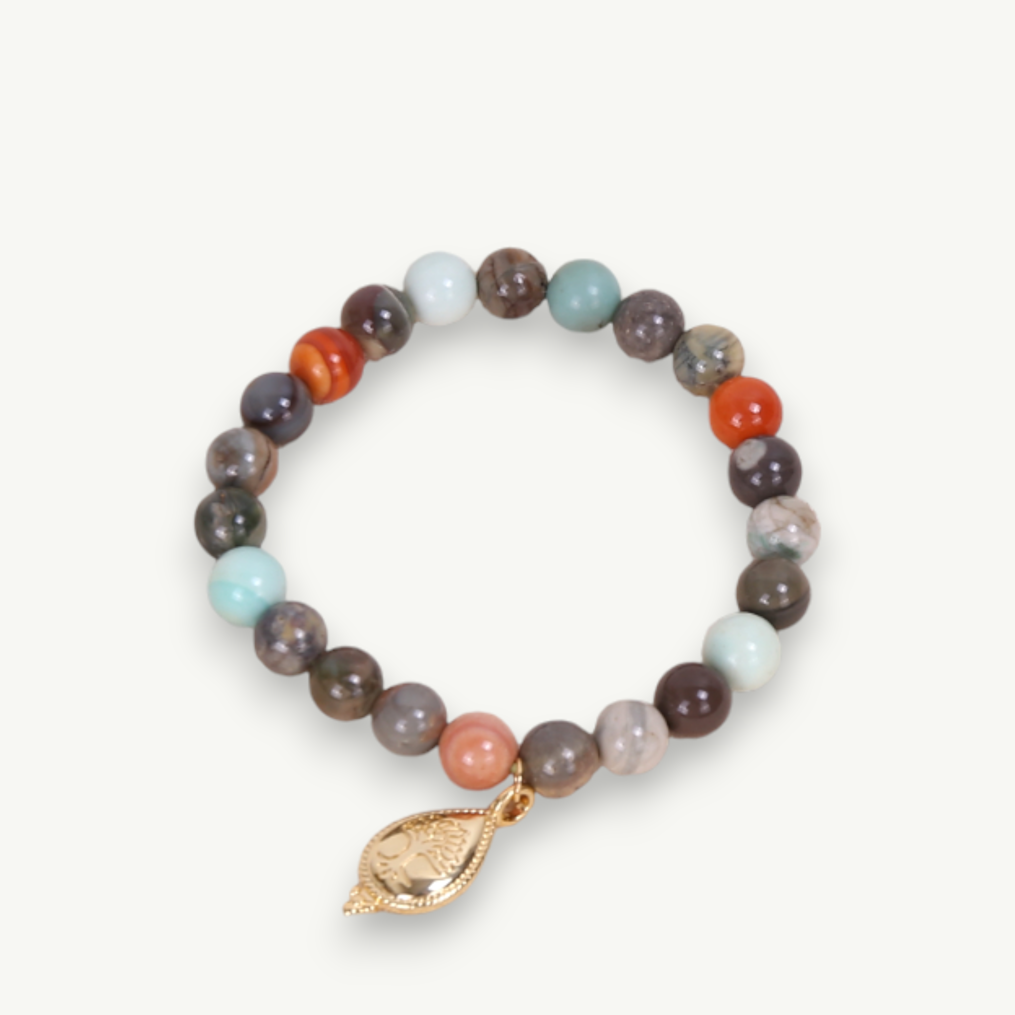 Desert Spirit Bracelet — Alashan Agate Grounding Crystal Bracelet| 18K Gold-Plated Charm