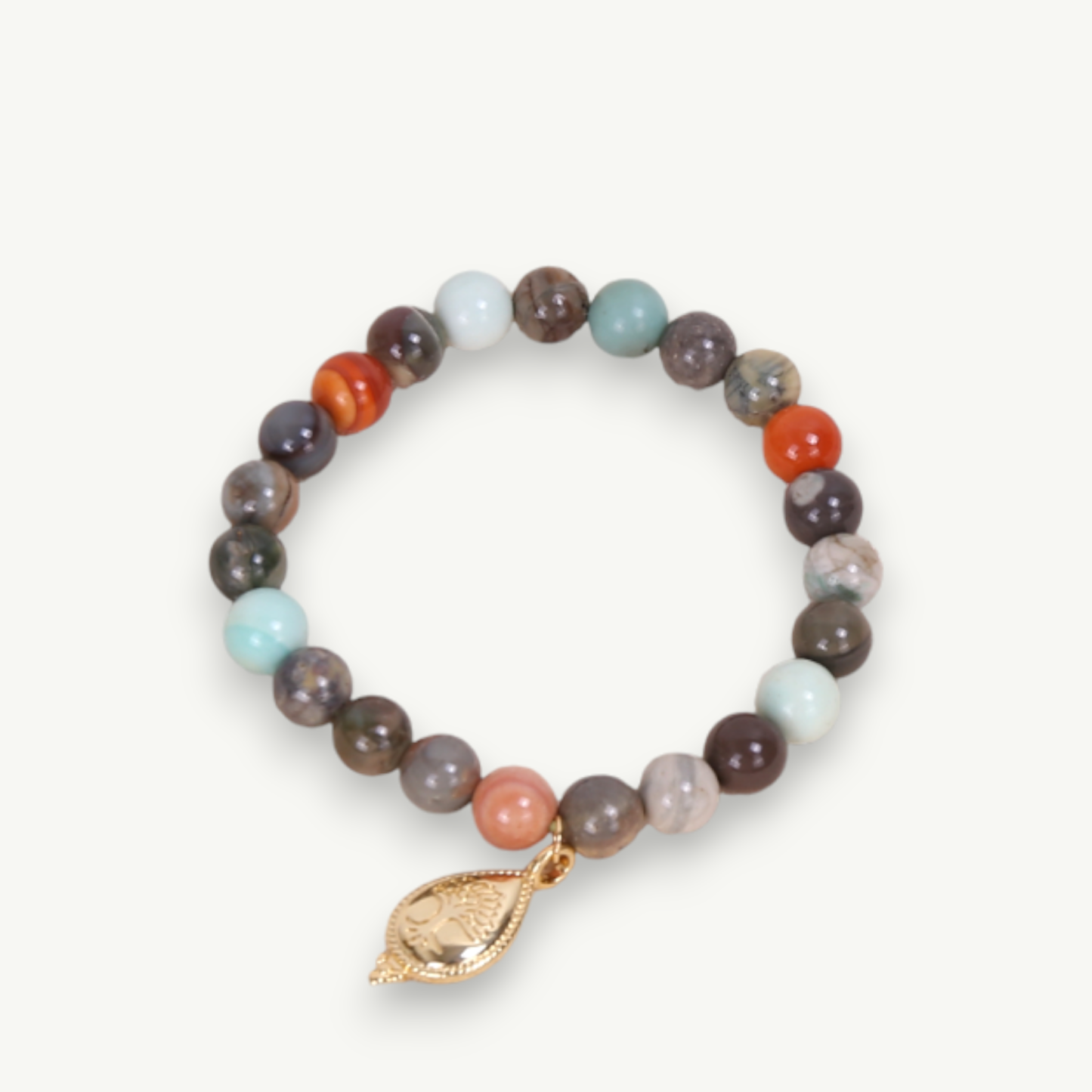 Desert Spirit Bracelet — Alashan Agate Grounding Crystal Bracelet| 18K Gold-Plated Charm