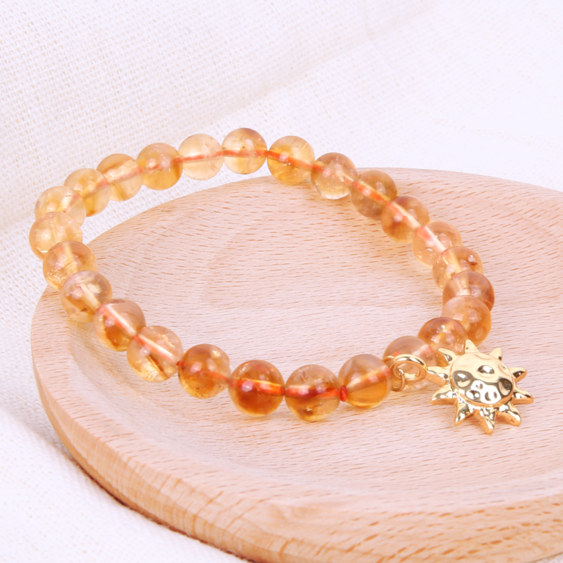 Golden Aura Bracelet — Natural Citrine Abundance Crystal Bracelet| 18K Gold-Plated Charm